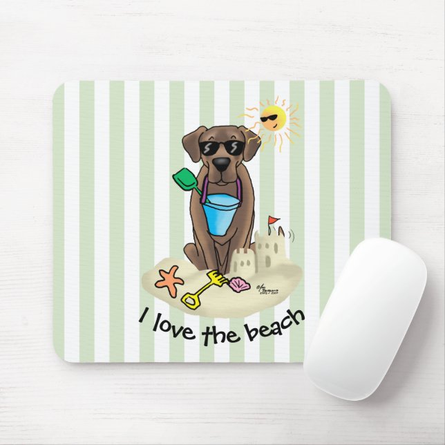 Summer Beach Chocolate Lab Dog Labrador Retriever Mouse Pad (With Mouse)