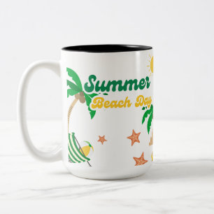 Summer Beach Day Mug Tropical Palm Tree Coffee