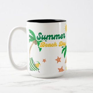 Summer Beach Day Mug | Tropical Palm Tree Coffee