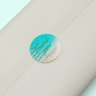 Summer Beach Destination Thank You Wedding Favour Classic Round Sticker