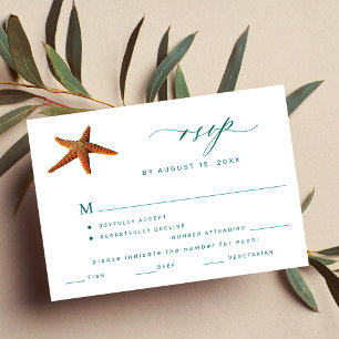 Summer beach destination wedding menu choice RSVP