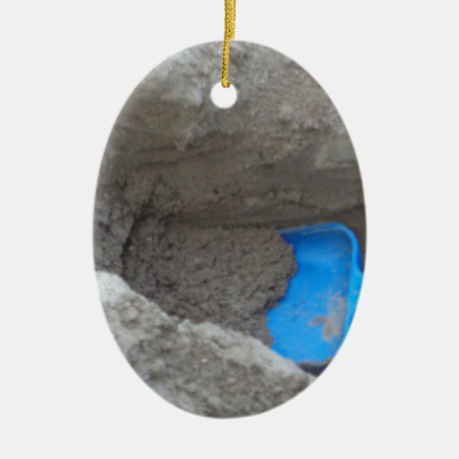Summer Beach Digging Sand Shovel, Scoop, Playing Ceramic Ornament (Front)
