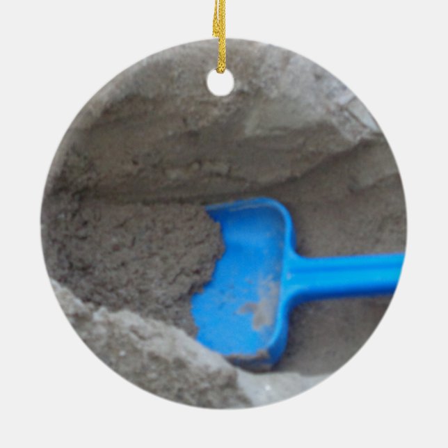 Summer Beach Digging Sand Shovel, Scoop, Playing Ceramic Ornament (Back)