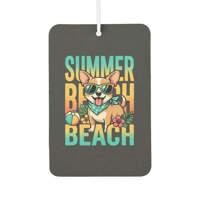 Summer Beach Dog Vacation Vector Air Freshener (Front)