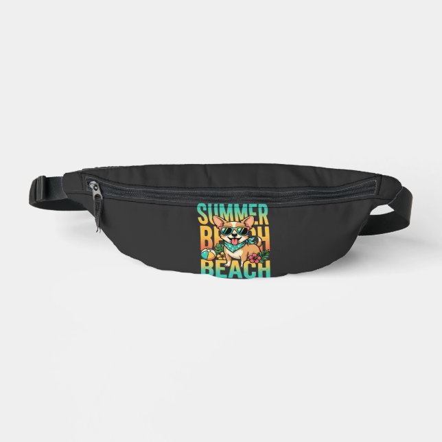 Summer Beach Dog Vacation Vector Fanny Pack (Front)