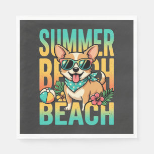 Summer Beach Dog Vacation Vector Napkin