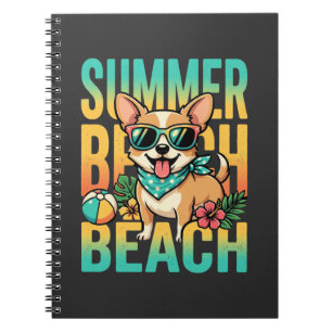 Summer Beach Dog Vacation Vector Notebook