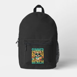Summer Beach Dog Vacation Vector Printed Backpack