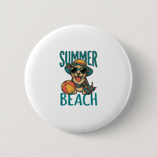 Summer Beach Dog Vintage Sunglasses Shirt Design_1 2 Inch Round Button