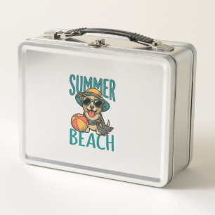 Summer Beach Dog Vintage Sunglasses Shirt Design_1 Metal Lunch Box