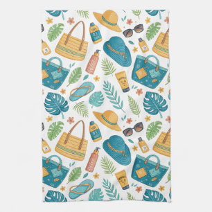 Summer Beach Essentials Pattern (1) Kitchen Towel