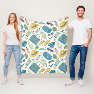 Summer Beach Essentials Pattern (2) Fleece Blanket