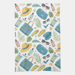 Summer Beach Essentials Pattern (2) Kitchen Towel