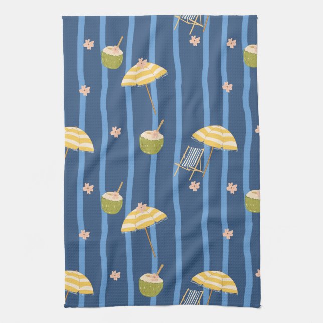 Summer Beach Essentials Pattern (2) Kitchen Towel (Vertical)