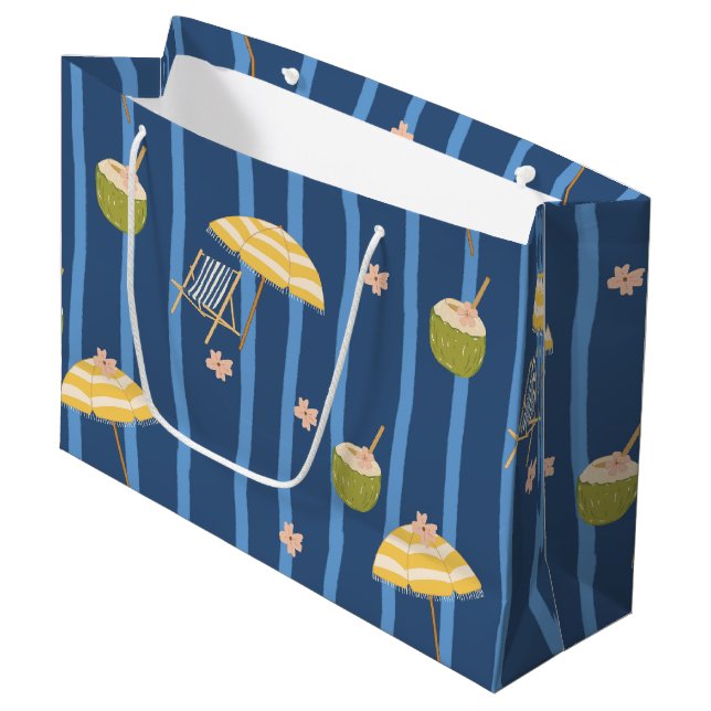 Summer Beach Essentials Pattern (2) Large Gift Bag (Front Angled)
