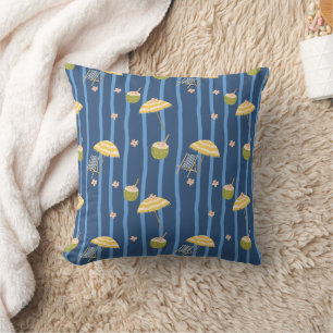 Summer Beach Essentials Pattern (2) Throw Pillow