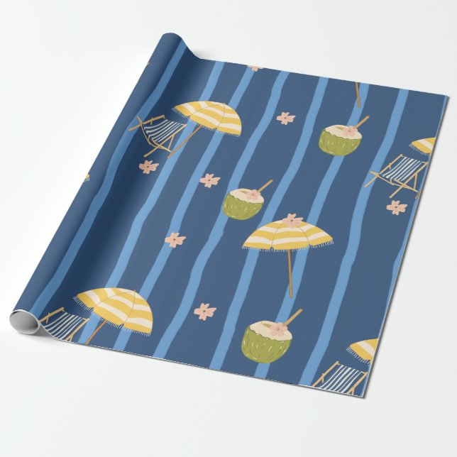 Summer Beach Essentials Pattern (2) Wrapping Paper (Unrolled)