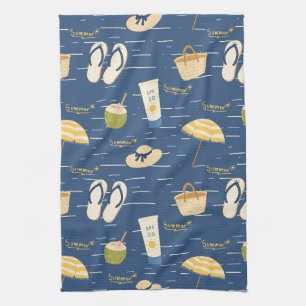 Summer Beach Essentials Pattern (3) Kitchen Towel