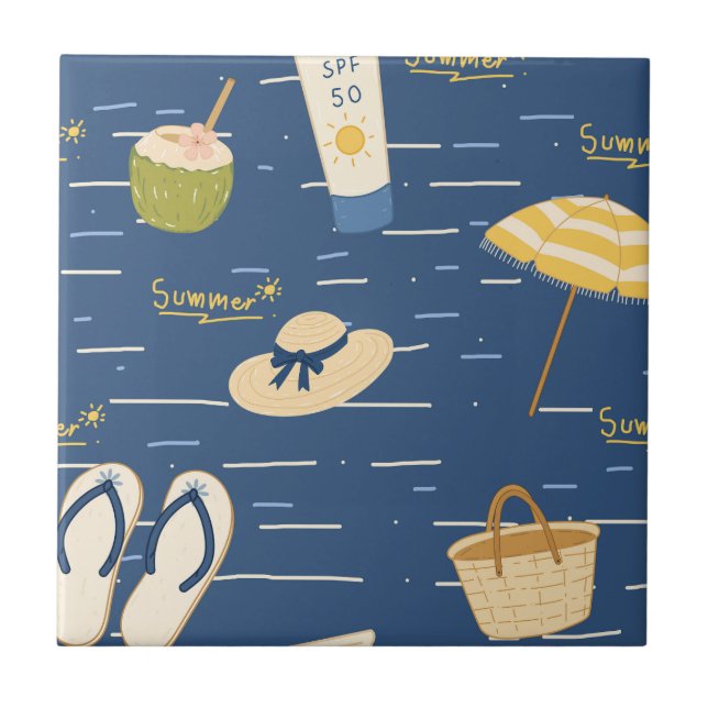 Summer Beach Essentials Pattern (3) Tile (Front)