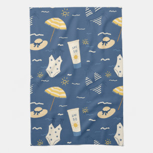 Summer Beach Essentials Pattern (4) Kitchen Towel