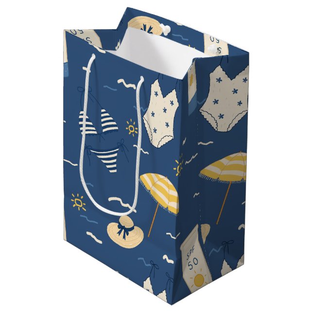 Summer Beach Essentials Pattern (4) Medium Gift Bag (Front Angled)