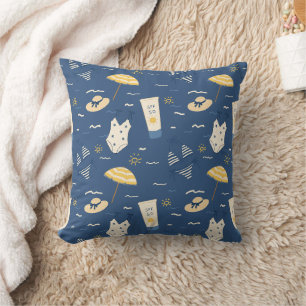 Summer Beach Essentials Pattern (4) Throw Pillow