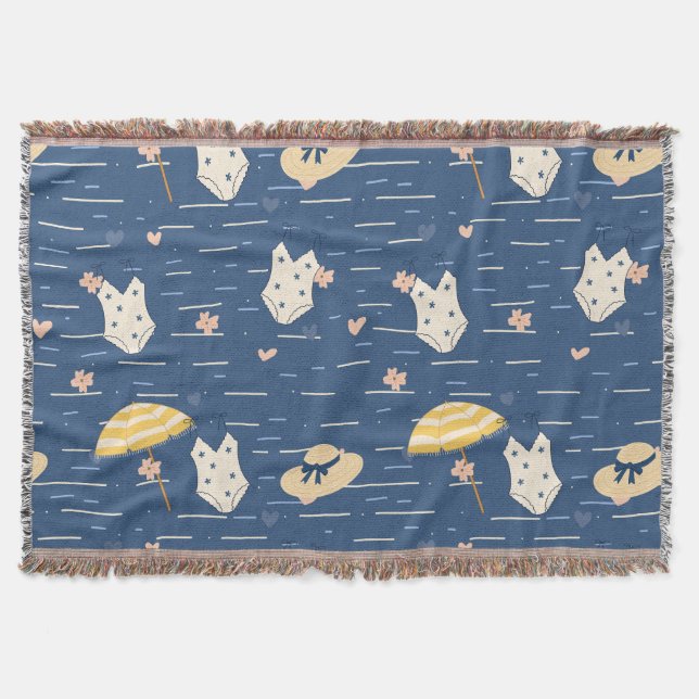 Summer Beach Essentials Pattern (5) Throw Blanket (Front)