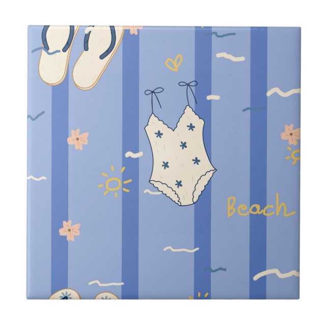Summer Beach Essentials Pattern (6) Tile (Front)