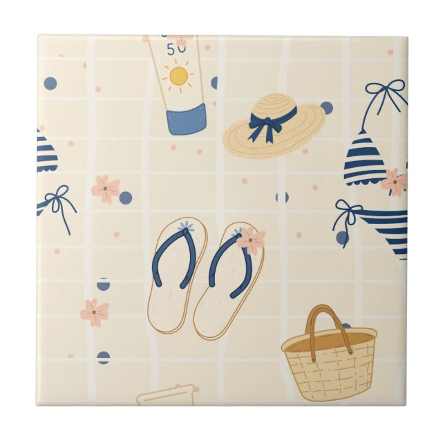 Summer Beach Essentials Pattern (8) Tile (Front)
