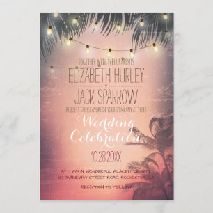 Summer Beach et Mariage String Lights Invitations
