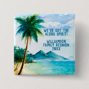 Summer Beach Family Reunion Aloha Gathering 2 Inch Square Button