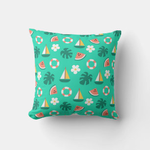 Summer Beach Fun Pattern Throw Pillow