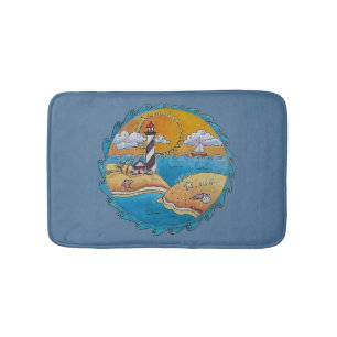 Summer beach fun sunny seashore coastal bath mat