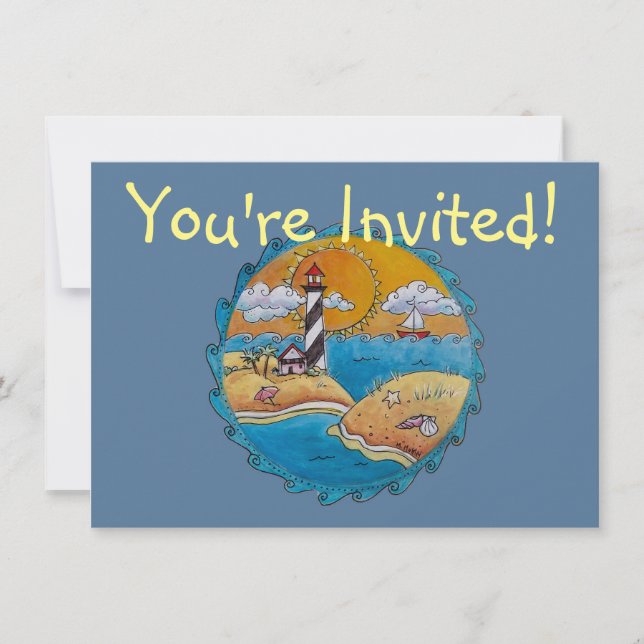 Summer beach fun sunny seashore coastal invitation (Front)