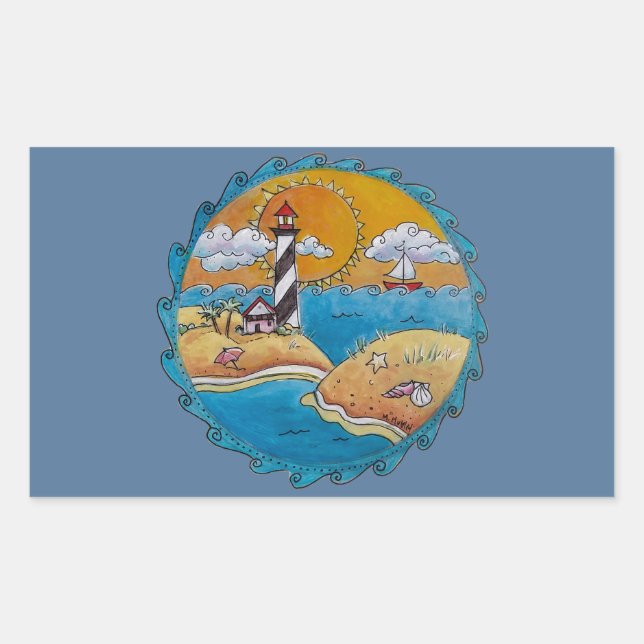 Summer beach fun sunny seashore coastal sticker (Front)