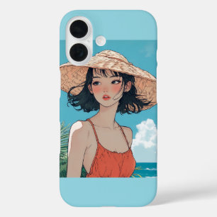 Summer Beach Girl Anime iPhone 16 Case