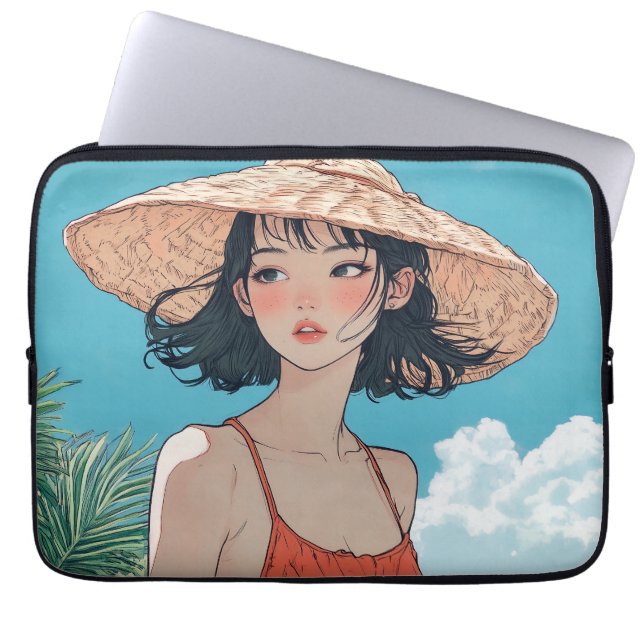 Summer Beach Girl Anime Laptop Sleeve (Front)