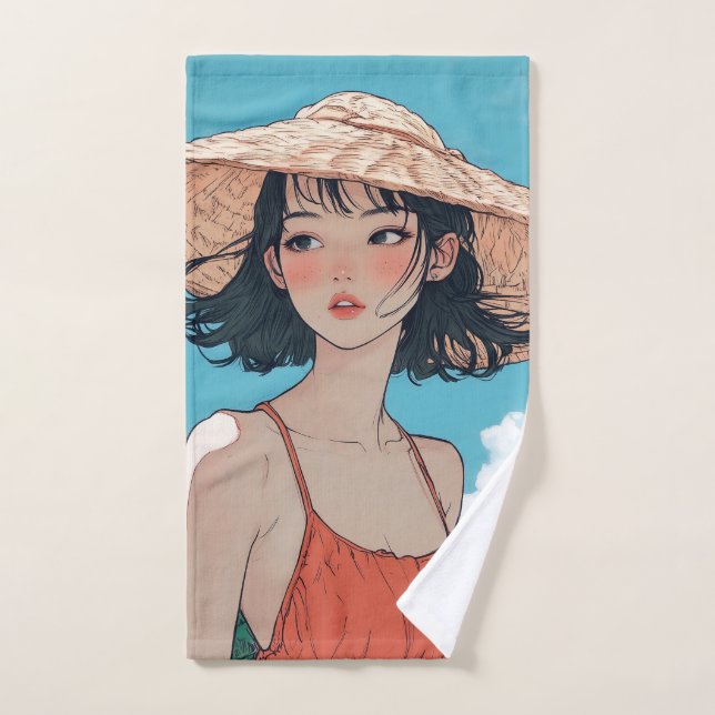 Summer Beach Girl Anime serviette main (Serviette à main)