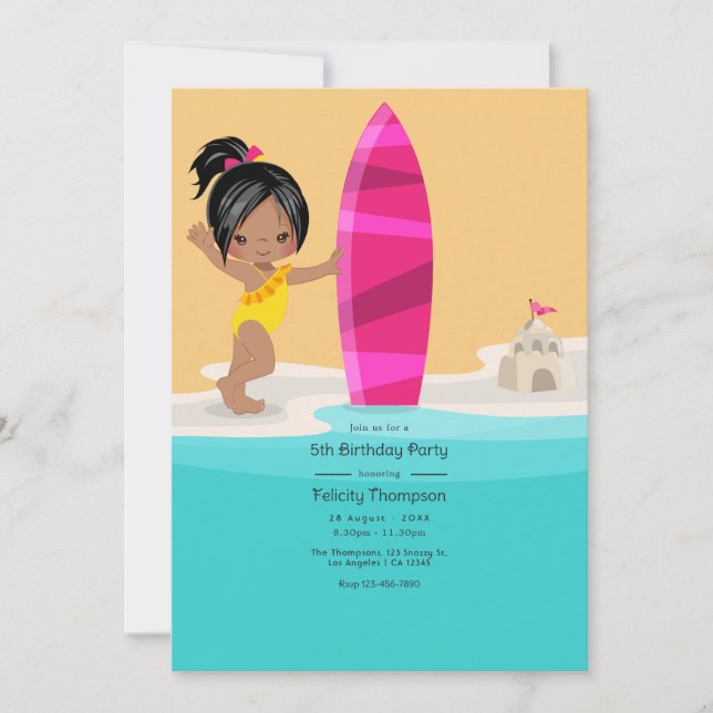Summer Beach Girl Birthday Party Invitation (Front)
