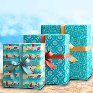 Summer Beach Happy Time Wrapping Paper Sheet
