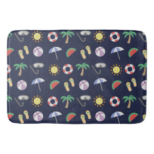 Summer Beach Holiday Blue Pattern Bath Mat