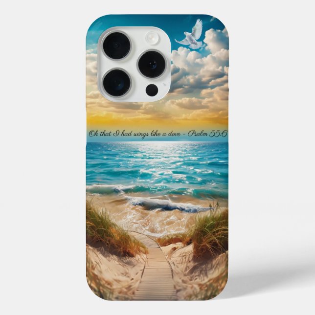 Summer beach iphone case with inspiring Psalm 55:6 (Back)