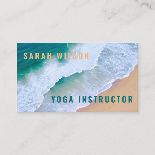 summer beach minimalist ocean simple Business Card (Front)