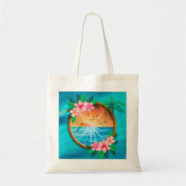Summer Beach Ocean birds fly in sky and worm sunny Tote Bag (Front)