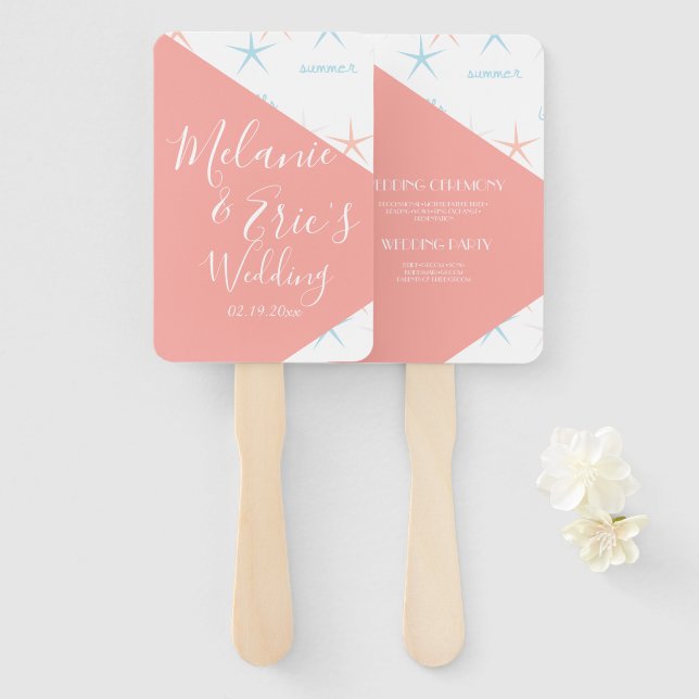 Summer Beach Ocean Seashells Hand Fan (Front and Back)