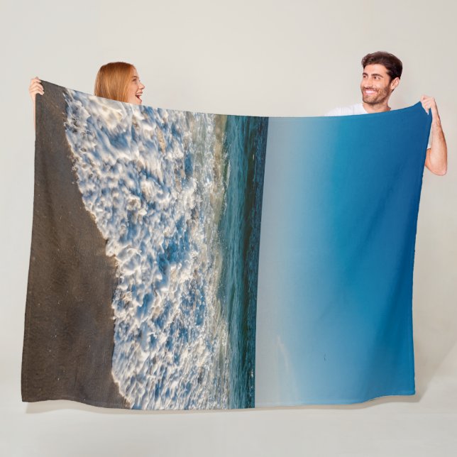 Summer Beach Ocean Waves Fleece Blanket (In Situ)
