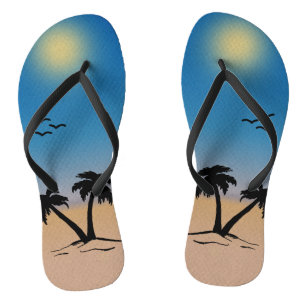 Summer Beach Palm Trees Flip Flops