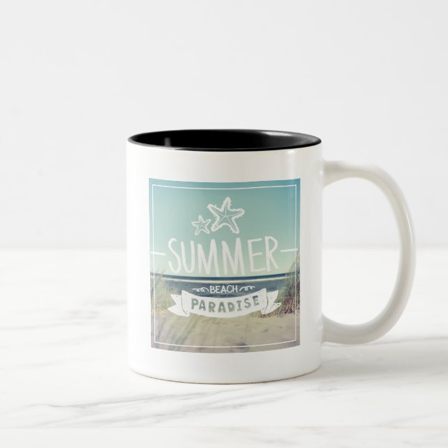 Summer Beach Paradise Two-Tone Coffee Mug (Right)