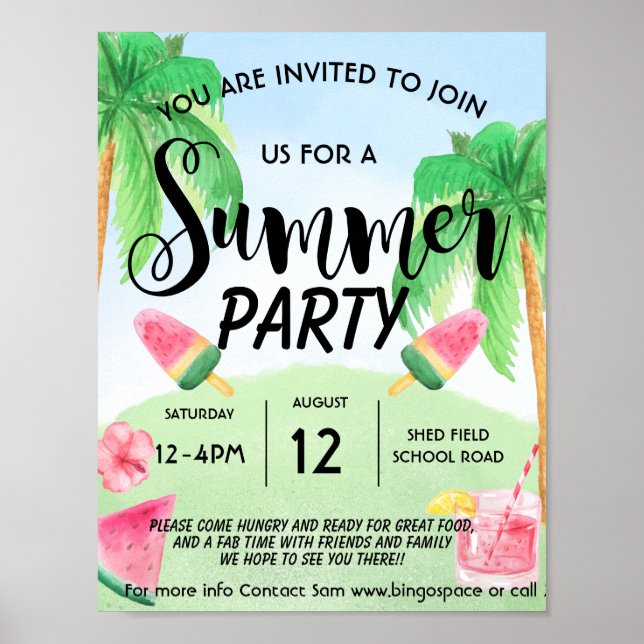 summer beach park party poster (Front)