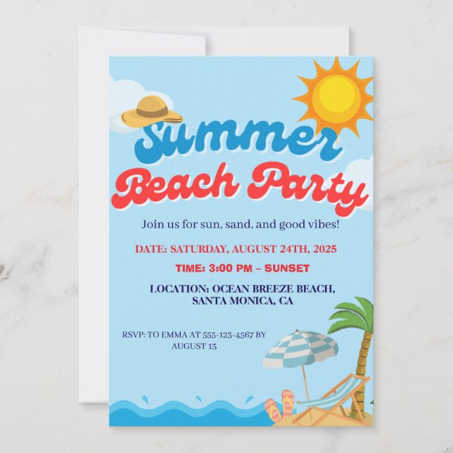 SUMMER BEACH PARTY INVITE (Front)